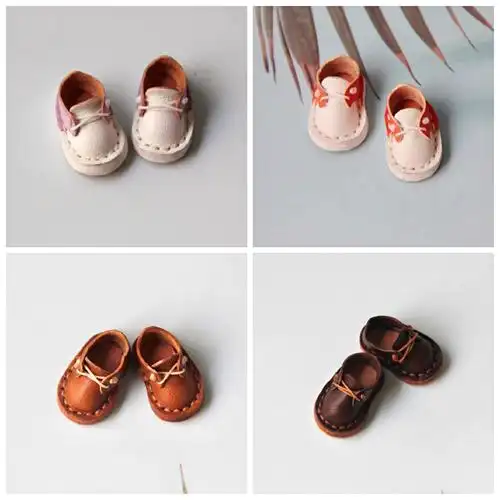 ob11gsc娃衣鞋子芭萨卡bjd body9ymymolly素体穿纯手工牛皮鞋新品