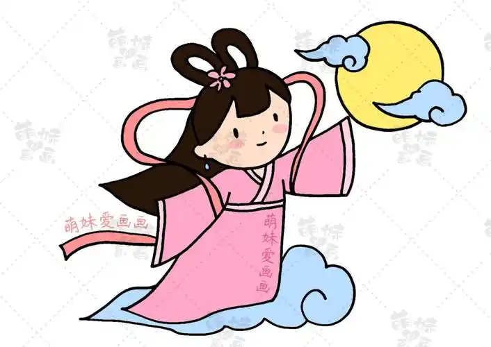 第一款简笔画:嫦娥奔月