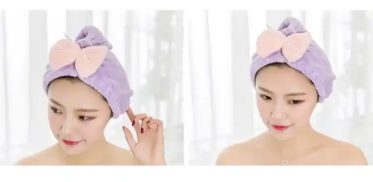 优思居 擦头发干发帽 可爱免吹吸水包头巾珊瑚绒洗头发的干发毛巾_不