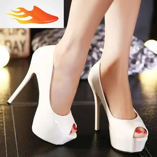 fishbasket超高跟15cm单鞋夜店性感细跟女鞋防水台鱼嘴浅口鞋夏季新款