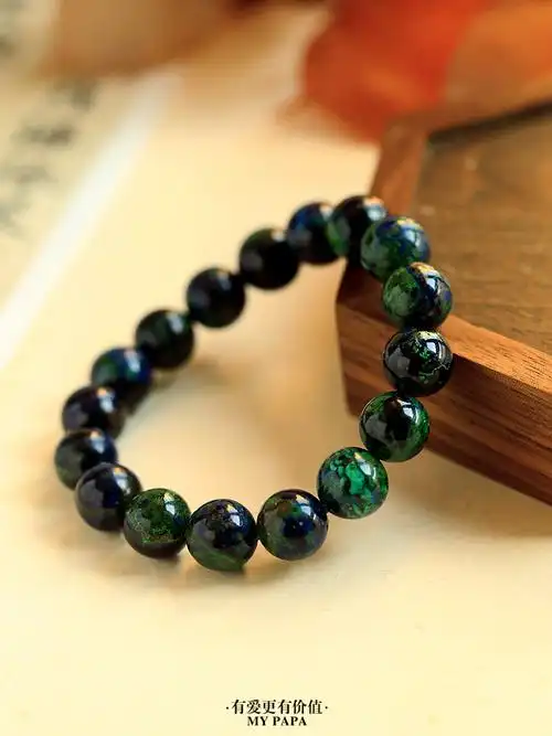 mypapa彩宝115mm收藏料梦幻蓝铜矿简约单圈手链手串女s24316更多请看