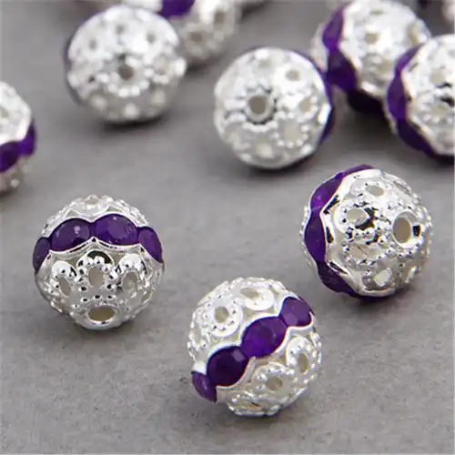 项链手链手工diy金属配件 球形镶钻饰品