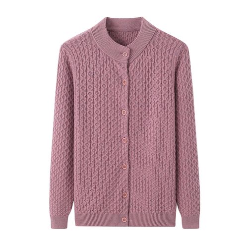 阿绒源女士羊绒开衫鄂尔多斯市产加厚对襟针织衫宽松保暖外套毛衣