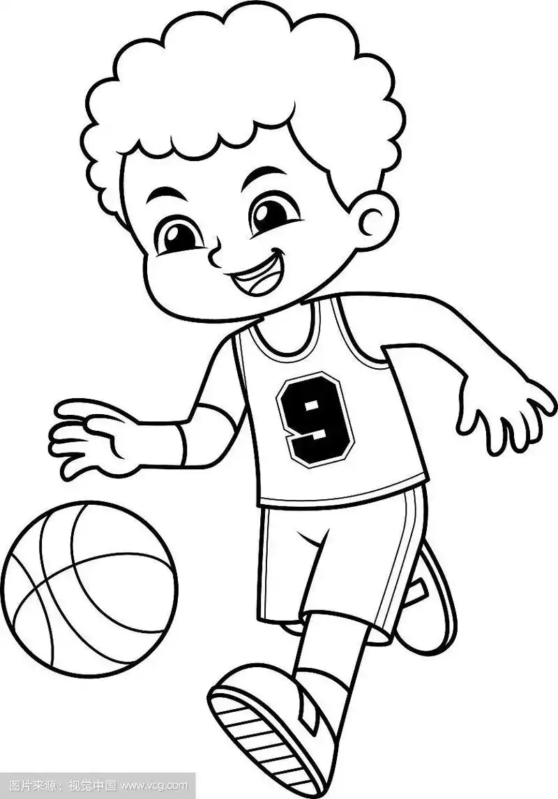 篮球男孩进行运球