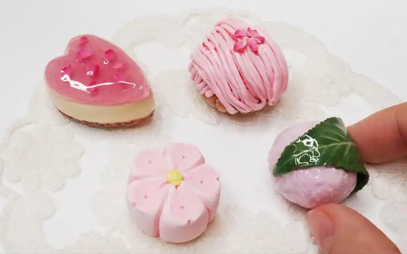 轻粘土 diy【樱花甜品】粉粉嫩嫩的春日甜品94_哔哩哔哩_bilibili