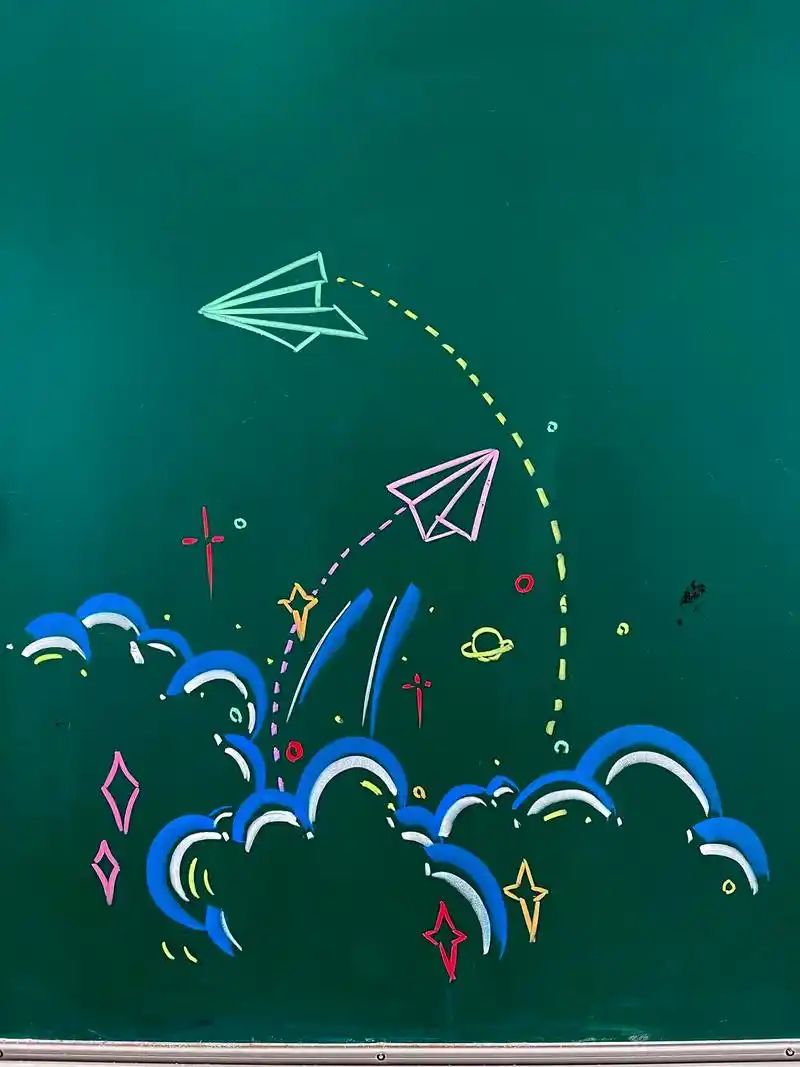 黑板报 #简笔画 #粉笔画 #素材 - 抖音