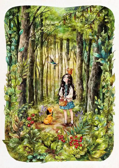 壁纸‖《森林女孩日记》合集(13) cr:韩国插画师aeppol
