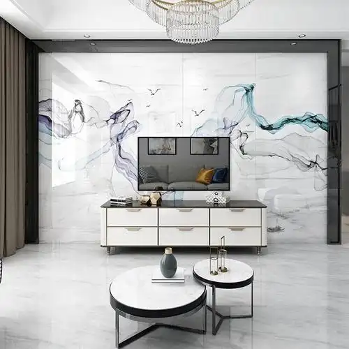 岩板背景墙佛山800x2600岩板大板瓷砖轻奢岩板客厅悬空电视背景墙
