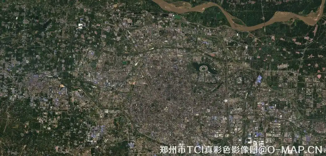 河南省郑州市tci真彩色卫星图