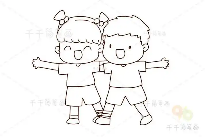 快乐成长系列玩两人三足的小伙伴简笔画其他人物简笔画