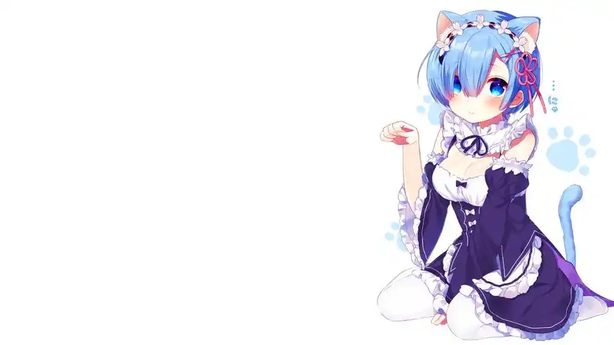 whiteskincatgirlbluehairblueeyes动画animegirlsrem雷姆重零中re