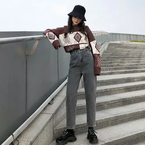 牛仔萝卜裤子长裤子夏女穿搭|牛仔萝卜裤子长裤子夏女搭配|牛仔萝卜裤