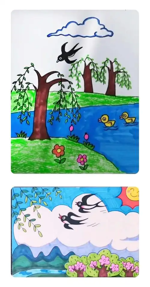 《14只老鼠去春游》 写美篇指导要点: 1,爸爸妈妈提供多种春天的图画