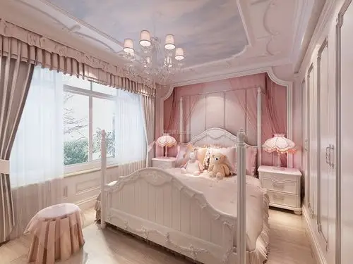 巴洛克风格女儿房室内背景墙装修设计图_装信通网效果图