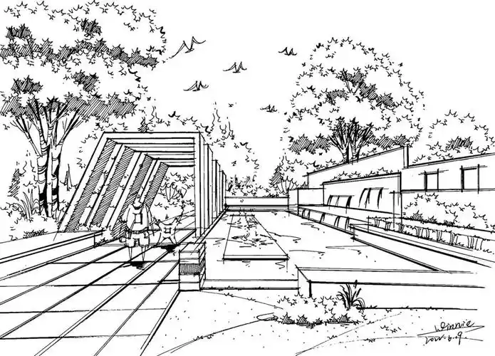 景观手绘效果图线稿分享10