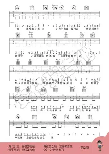 易烊千玺 - 粉雾海(六线谱 示范 教学【安仔弹吉