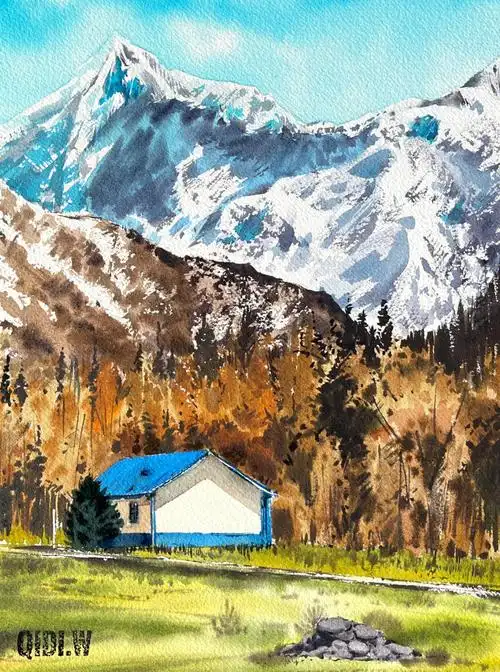 水彩画  #手绘   #水彩写生   #自学水彩  #水彩风景  #水彩人物