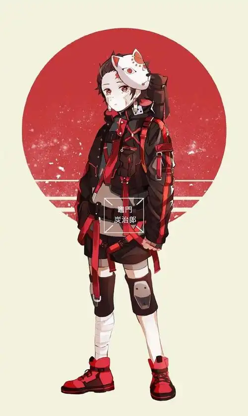 鬼灭之刃同人插画,每个角色都有专属色彩,祢豆子好可爱