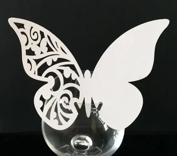 出口创意镂空席位卡,蝴蝶红酒杯卡,纸插卡,浙江厂家批发