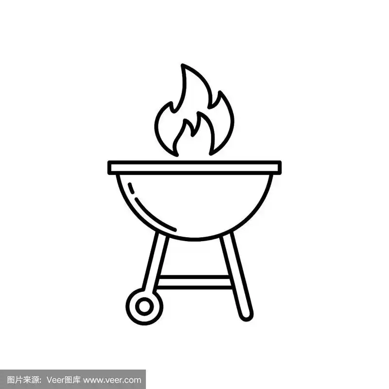 烧烤架平面矢量图标.手绘风格设计插图.