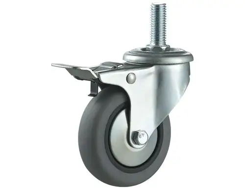 供应泰德隆3寸中轻型tpr丝杆双刹活动轮脚轮