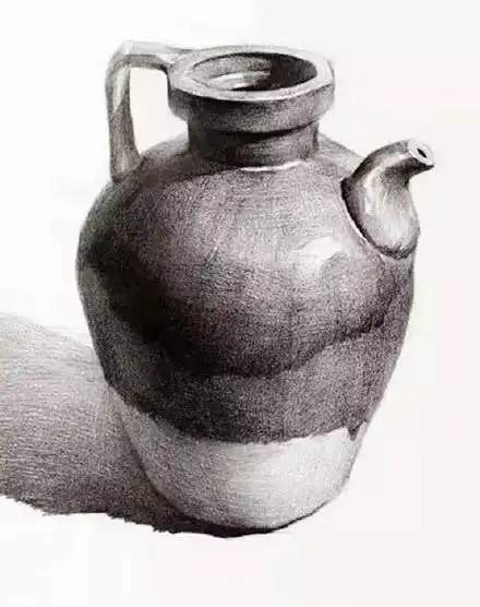 素描静物陶罐单体塑造,造型各样的陶罐画法素材