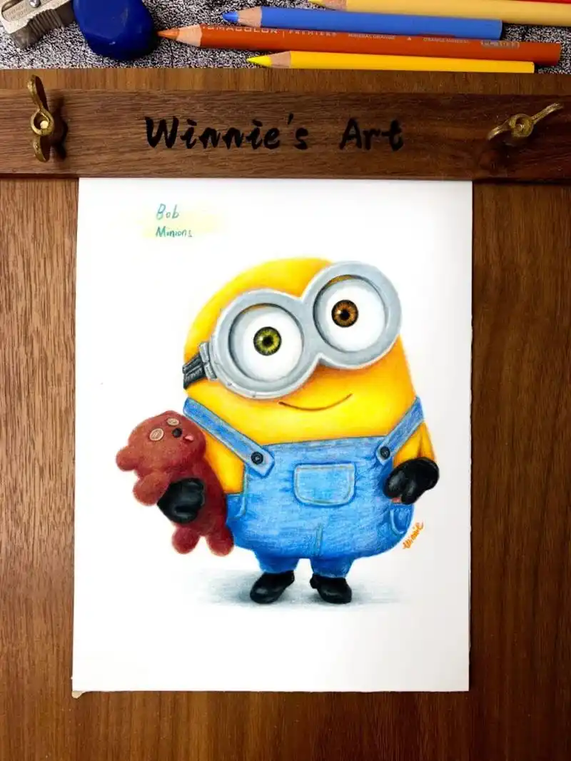 【手绘彩铅迪士尼】小黄人鲍勃bob/附线稿 老规矩:完整绘画过程视频在