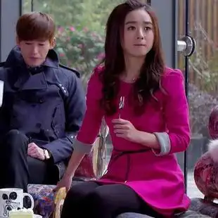 杉杉来了赵丽颖同款 2015新款韩版毛呢玫红修身长袖打底连衣裙