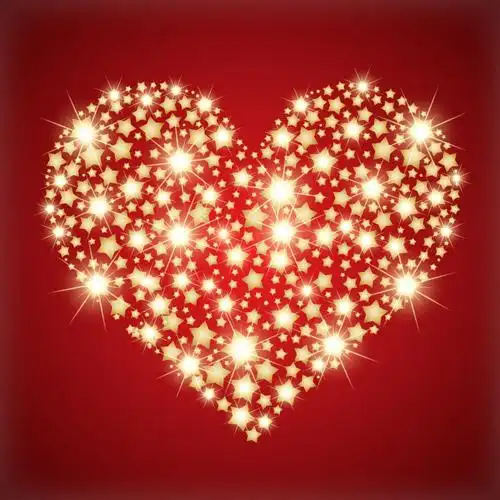 矢量星星组成的心形图案