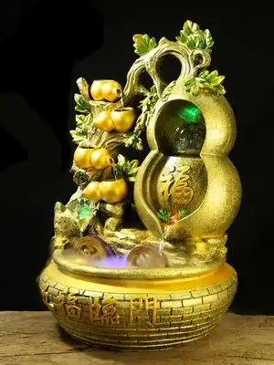 超大流水摆件金色葫芦招财聚宝盆开业送礼创意礼物循环水喷泉雾化