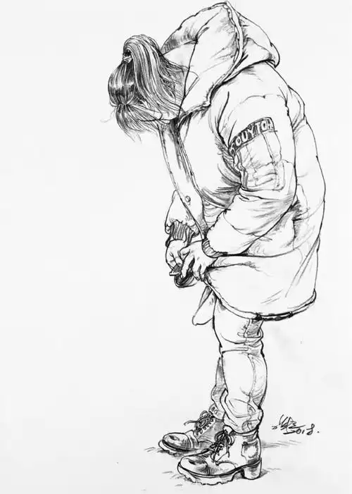 站坐姿动态人物速写范画画线描速写人物必备素材