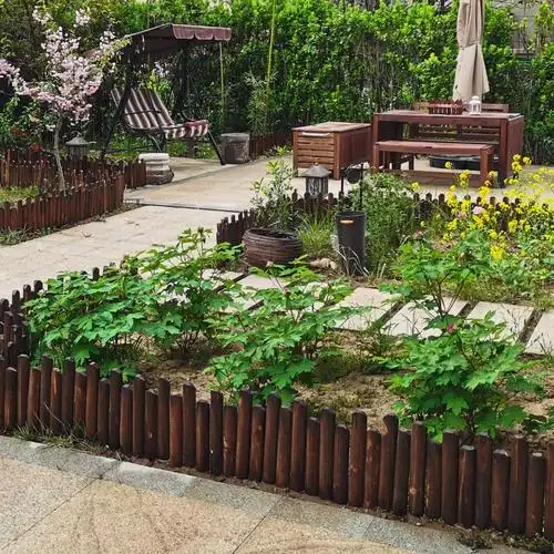 防腐木栅栏花园围栏庭院花坛实木插地小篱笆户外装饰木桩围墙护栏