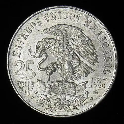1968 mexico 25 pesos silver coin mexico city oly