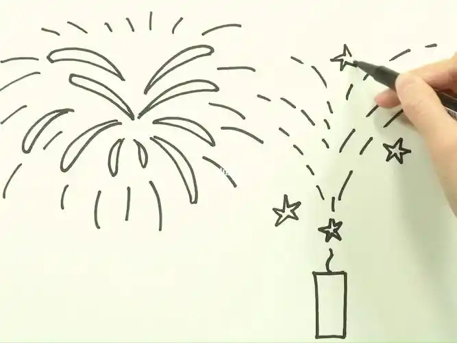 简笔画画漂亮的烟花,画时代美术
