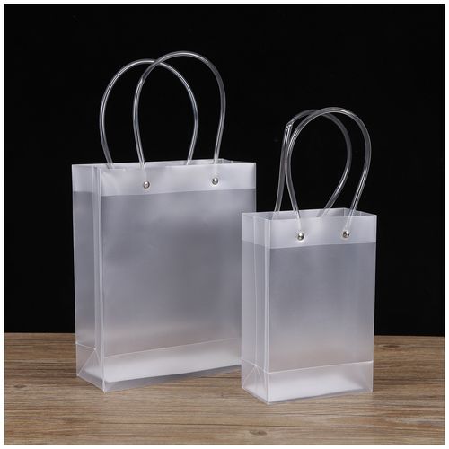 透明pp塑料手提袋pvc袋饮料袋礼品袋pp磨砂手提袋可印logo