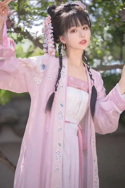 白鹿时-【花鸟卷】原创 宋制褙子四件套 花鸟刺绣 少女 汉服