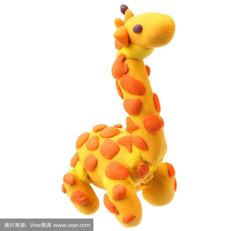 橡皮泥长颈鹿孤立的白色背景.建模粘土