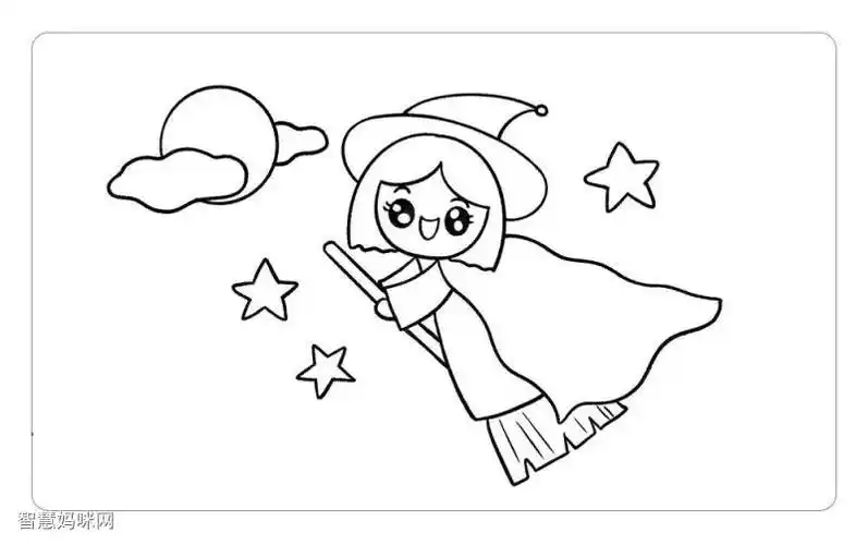 万圣节画个可爱的小女巫