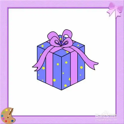 立方体礼品盒的简笔画怎么画?