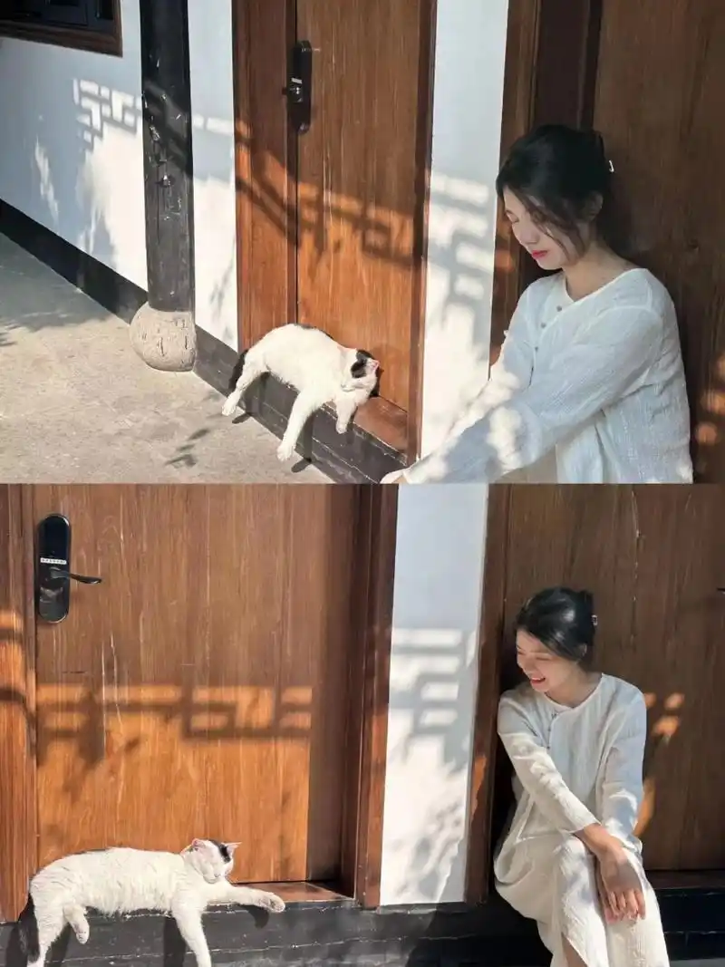 她和她的猫#手机摄影 #禅服 - 抖音