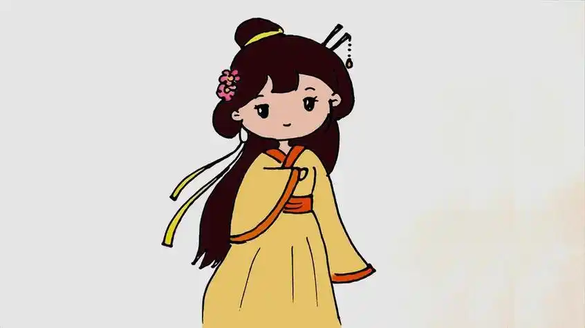 古装简笔画怎么画古代公主怎么画古代公主简笔画图片大全彩色玉兰花下