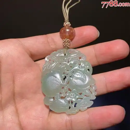 清代老翡翠福寿齐眉玉佩天然缅甸翡翠a货老坑种福寿吊坠