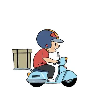 骑摩托车的快递员速递员q版卡通人物快递员元素