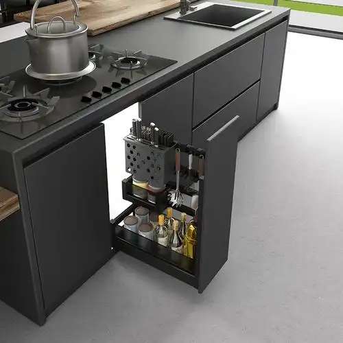 调味拉篮厨房橱柜抽屉式太空铝调料篮内置物架厨柜五金工具架收纳