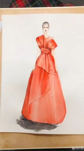 水彩绸缎礼服步骤-服装画/服装设计手稿 - 穿针引线服装论坛