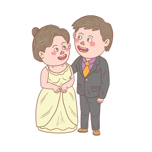 卡通手绘穿礼服夫妻图片