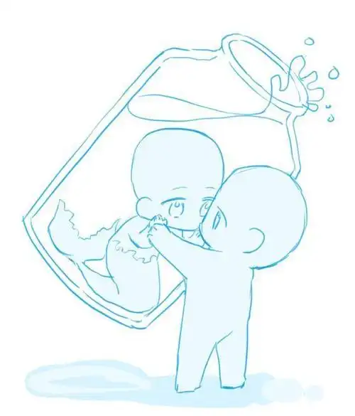 q版双人互动模板#绘画参考##q版