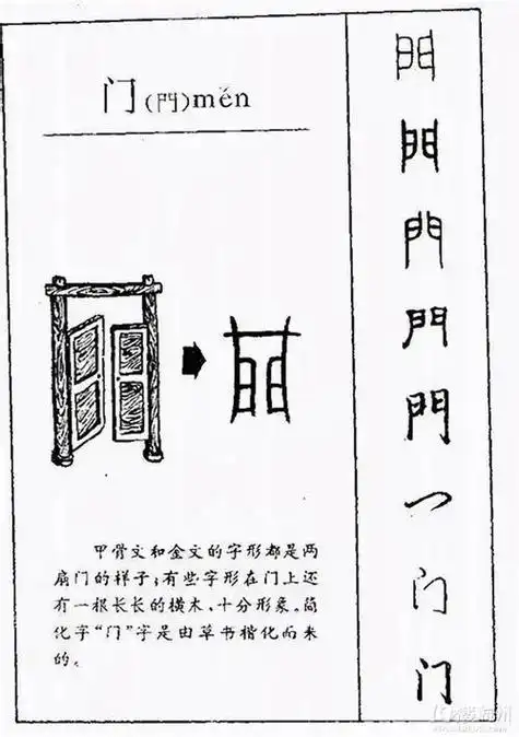"门"字的形状就像左右两扇门.