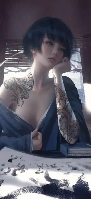 4k手机鬼刀小绿wlop插画9超高清壁纸