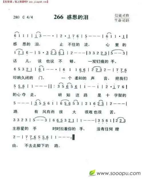 《感恩的泪》简谱